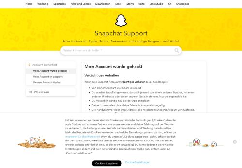 
                            2. Mein Account wurde gehackt - Snapchat Support