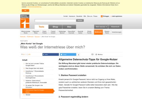 
                            9. „Mein Konto“ bei Google - Allgemeine Datenschutz-Tipps für Google ...
