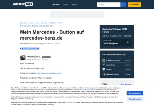 
                            7. Mein Mercedes - Button auf mercedes-benz.de : Mercedes E-Klasse ...
