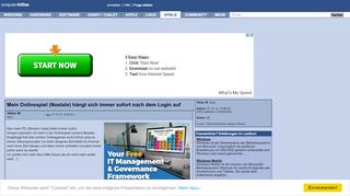 
                            10. Mein Onlinespiel (Nostale) hängt sich immer sofort nach dem Login ...