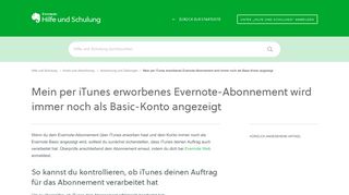 
                            2. Mein per iTunes erworbenes Evernote-Abonnement wird immer noch ...