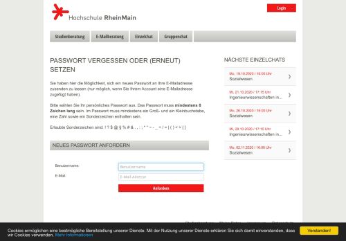 
                            7. Meine Daten: Onlineberatung der Hochschule RheinMain