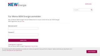 
                            8. Meine NEW Energie - Für Meine NEW Energie anmelden