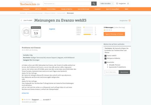 
                            12. Meinungen zu Evanzo webXS | Testberichte.de