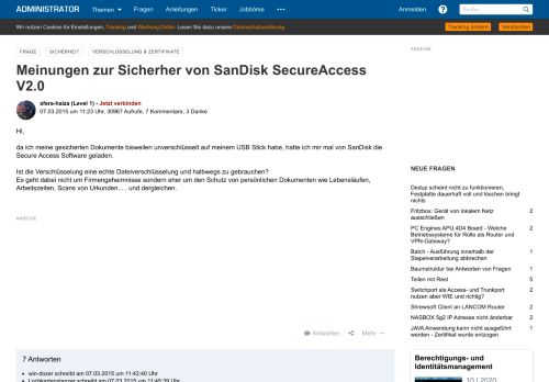 
                            13. Meinungen zur Sicherher von SanDisk SecureAccess V2.0 ...