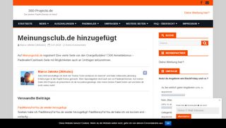 
                            11. Meinungsclub.de hinzugefügt - 360-Projects.de