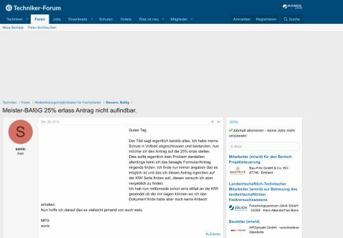 
                            10. Meister-BAföG 25% erlass Antrag nicht aufindbar. | Techniker-Forum