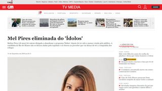 
                            13. Mel Pires eliminada do 'Ídolos' - Tv Media - Correio da Manhã