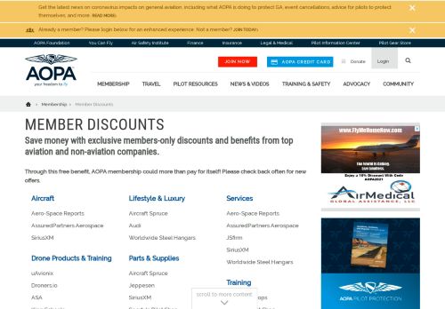 
                            11. Member Discounts - AOPA