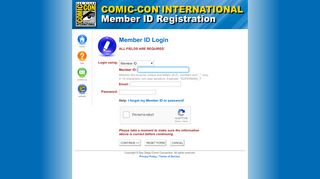 
                            1. Member ID Login - Comic-Con International