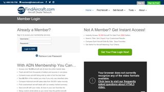
                            10. Member Login - ADN - FindAircraft.com - Aircraft Search