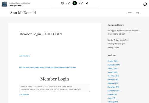 
                            7. Member Login - LOI LOGIN - Ann McDonald