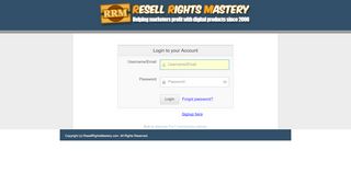 
                            1. Member Login - Resell Rights Mastery