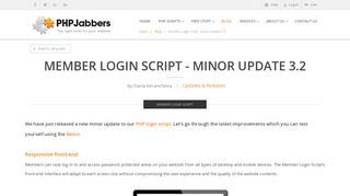 
                            8. Member Login Script - Minor Update 3.2 | PHPJabbers Blog