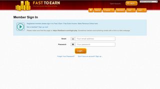 
                            3. Member Sign In - Fast 2 Earn. Free Extra Income. Make ...