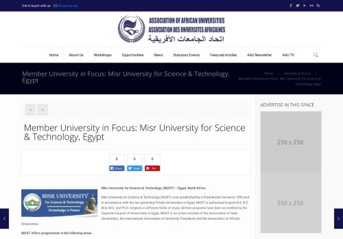 
                            7. Member University in Focus: Misr University for Science & ...