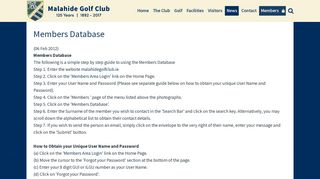 
                            3. Members Database - Malahide Golf Club