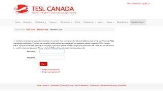 
                            2. Members Log In - TESL Canada