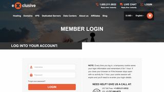 
                            1. Members Login area - Exclusive Hosting