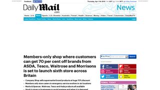 
                            9. Members-only shop to launch with 70 per cent off M&S, Asda and ...