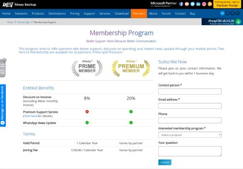 
                            10. Membership Program - Ahsay Backup