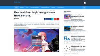 
                            2. Membuat Form Login menggunakan HTML dan CSS. - Code User