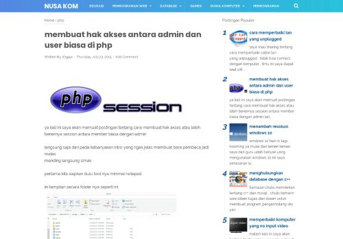 
                            9. membuat hak akses antara admin dan user biasa di php