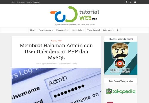 
                            13. Membuat Halaman Admin dan User Only dengan PHP ... - Tutorial Web