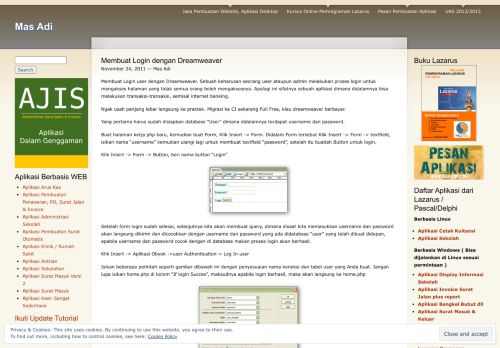 
                            8. Membuat Login dengan Dreamweaver | Mas Adi