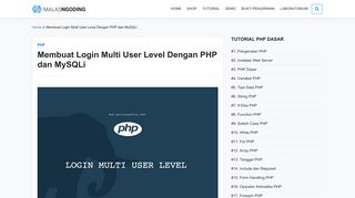 
                            1. Membuat Login Multi User Level Dengan PHP dan MySQLi - Malas ...
