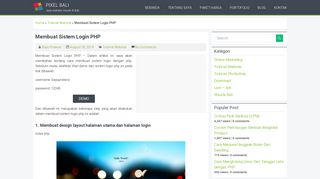 
                            9. Membuat Sistem Login PHP Dan Mysql - Pixel Bali