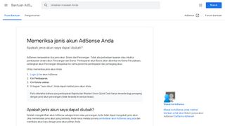 
                            6. Memeriksa jenis akun AdSense Anda - Bantuan AdSense