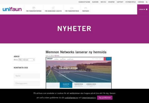 
                            3. Memnon Networks lanserar ny hemsida - Unifaun