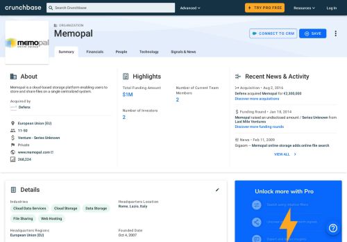 
                            3. Memopal | Crunchbase