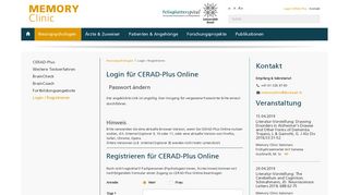 
                            9. Memory Clinic - Login / Registrieren