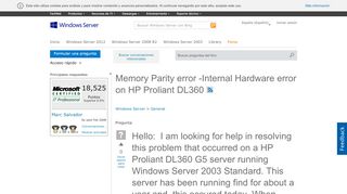 
                            10. Memory Parity error -Internal Hardware error on HP Proliant DL360 ...