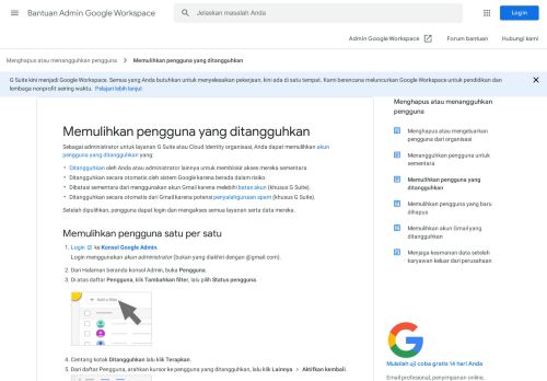 
                            12. Memulihkan pengguna yang ditangguhkan - Bantuan Admin G Suite