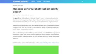 
                            2. Mengapa Daftar WeChat Stuck di Security Check? - TeknoRizen.com