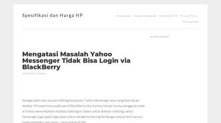 
                            12. Mengatasi Masalah Yahoo Messenger Tidak Bisa Login via BlackBerry