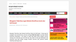 
                            12. Mengatasi Tidak Bisa Login Website WordPress Gratis dan Self-Hosted