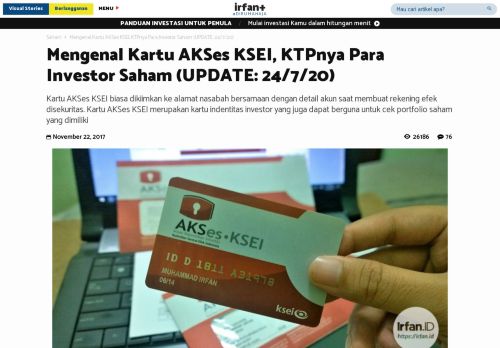 
                            5. Mengenal Kartu AKSes KSEI, KTPnya Para Investor Saham - Irfan