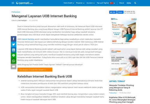 
                            6. Mengenal Layanan UOB Internet Banking - Cermati