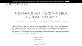 
                            11. Menghapus Akun AOV dan Mobile Legends Di Facebook