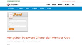
                            7. Mengubah Password CPanel dari Member Area - BLOG IDwebhost