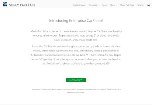 
                            8. Menlo Park Labs - Enterprise CarShare