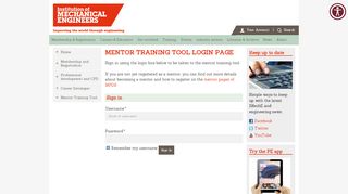
                            7. Mentor Training Tool Login Page - Institution of Mechanical Engineers