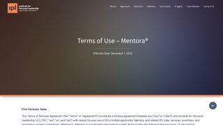 
                            3. Mentora | Terms of Use — IPL - Institute for Personal Leadership