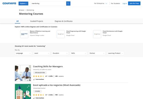 
                            4. Mentoring Courses | Coursera
