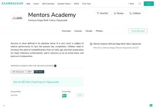 
                            11. Mentors Academy, Vijayawada | Fee Structure, Reviews of Srinivasa ...