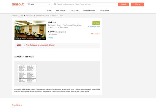 
                            13. Menu of Moksha, New Friends Colony, Delhi | Dineout discovery